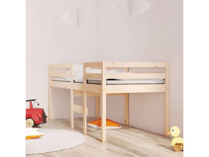 WDGJJFECNMUEHI Massivholz Kiefer Platzsparend Modern Braun 80x200 cm Hochbett 80x200 Massivholz Kiefer Kinderbett mit Leiter und Rausfallschutz Stabil Spielplatz Stauraum Schrank Kleine Raume