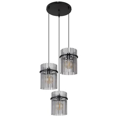 GLOBO LIGHTING Pendelleuchte "GORLEY", schwarz (schwarz matt), 3, Ø 20cm H: 140cm, 1 Stk., Leuchten, Design Glasstäbe, Deckenlampe, Wohnzimmer, Esszimmer, Hängelampe, Pendelleuchte