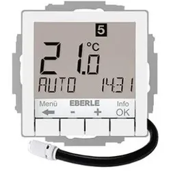 Eberle 527812455604 UP-Uhrenthermostat zur Regelung elektrischer Temperiersysteme, RAL9016 glänzend 55x55, AC 230V, 1Schliesser 16 A