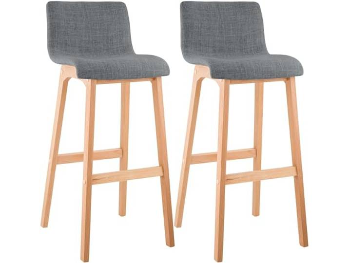 CLP Barhocker 2er Set mit Lehnen Hover, Barstühle gepolstert mit Sitzen aus Stoff, Thekenhocker mit Gestellen aus stabilem Buchenholz Farbe hellgrau