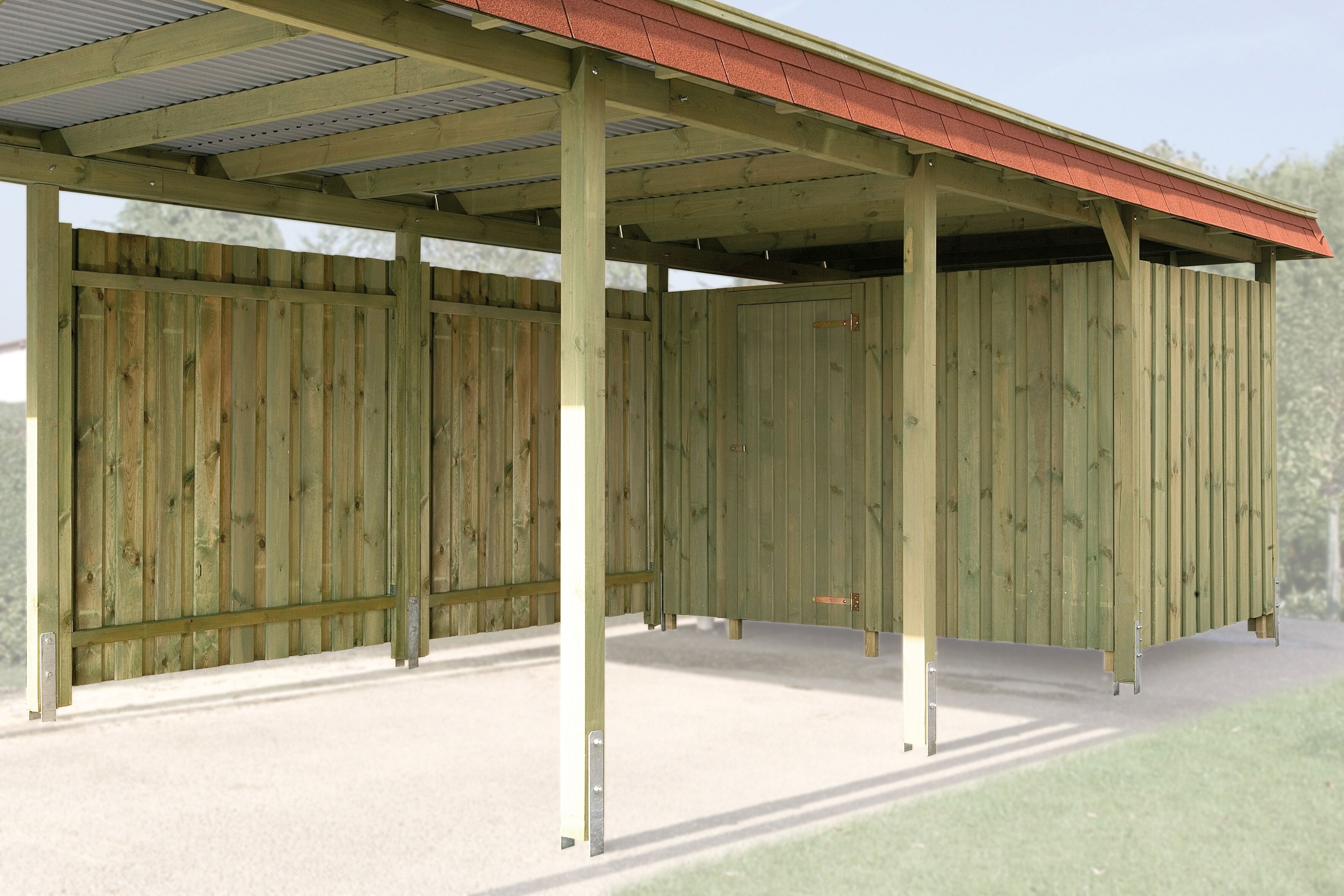 Carport-Geräteraum WEKA, beige (grau), Massivholz, Gerätehäuser, Carport-Geräteraum, für Carport »Gr. 2« und »Gr. 3«
