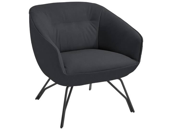 Joop! Cocktailsessel, Dunkelgrau, Metall, Echtleder, Rauleder, Rindleder, 76x80x73 cm, Blauer Engel, Goldenes M, Emas, Fußauswahl, Lederauswahl, Stoffauswahl, Wohnzimmer, Sessel, Ledersessel