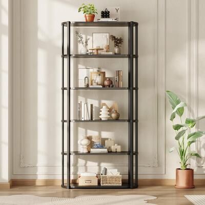 Garvee 71 Inch Tall Bookshelf 6 Tier Industrial Bookcase