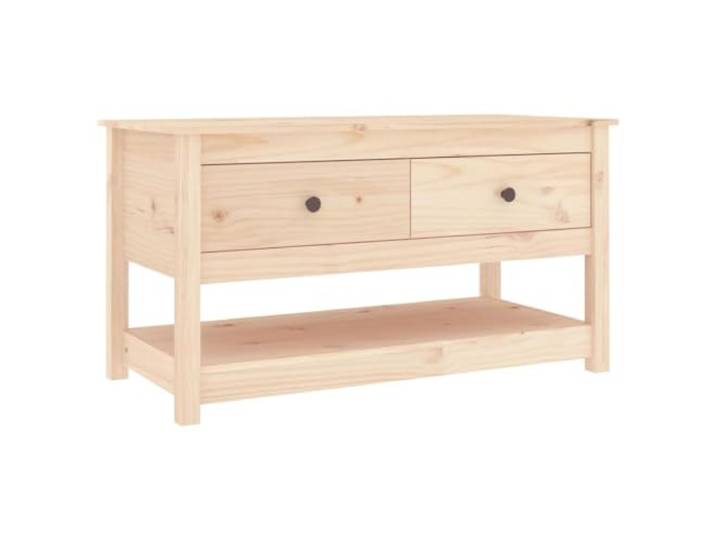 LASWWQMRF Couchtisch Massivholz Kiefer 102x49x55cm Beistelltisch Rustikaler Wohnzimmertisch aus Kiefernholz mit 2 Schubladen und Ablagefach für Ordentliches Aufbewahren zu Hause.