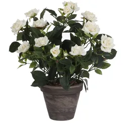 MICA DECORATIONS - Weißer Pvc-Rosenbusch mit grauem Topf