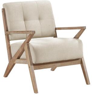 Fremont & Park Smithfield Fabric Upholstered Tufted Wood Arm Accent Chair