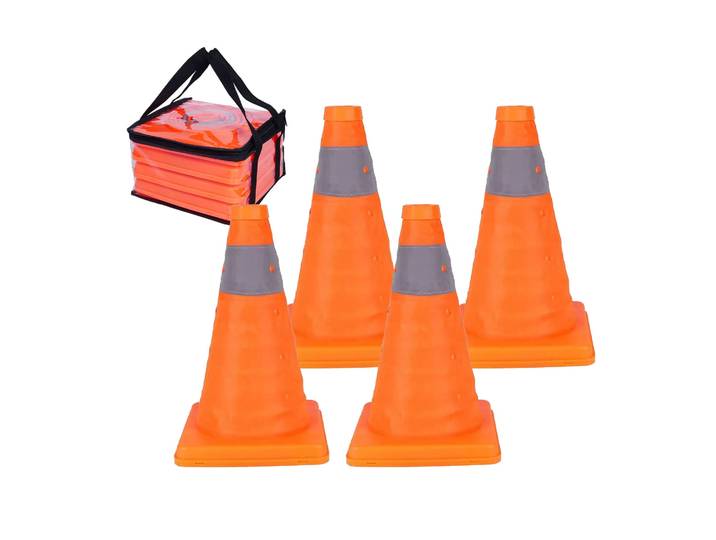 Faltbare Pylonen 4er-Set Orange-Silber