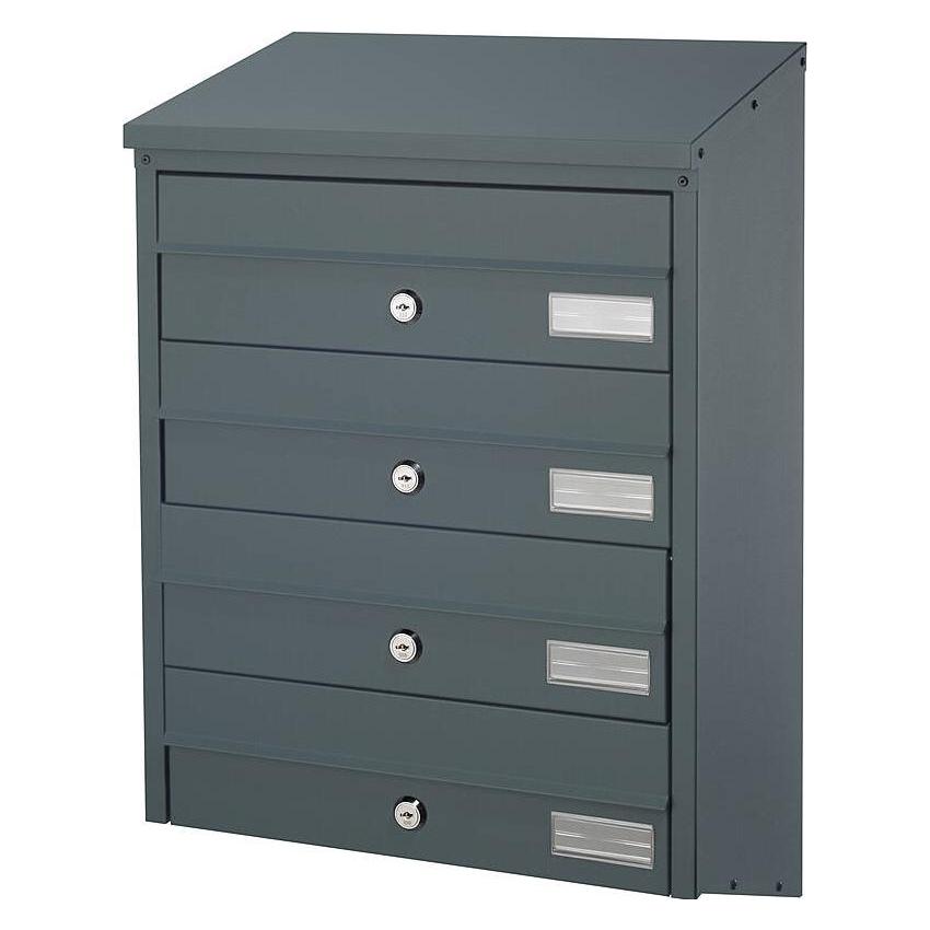 SafePost Briefkastenanlage 4-Fach BDL914 Anthrazit (91071)