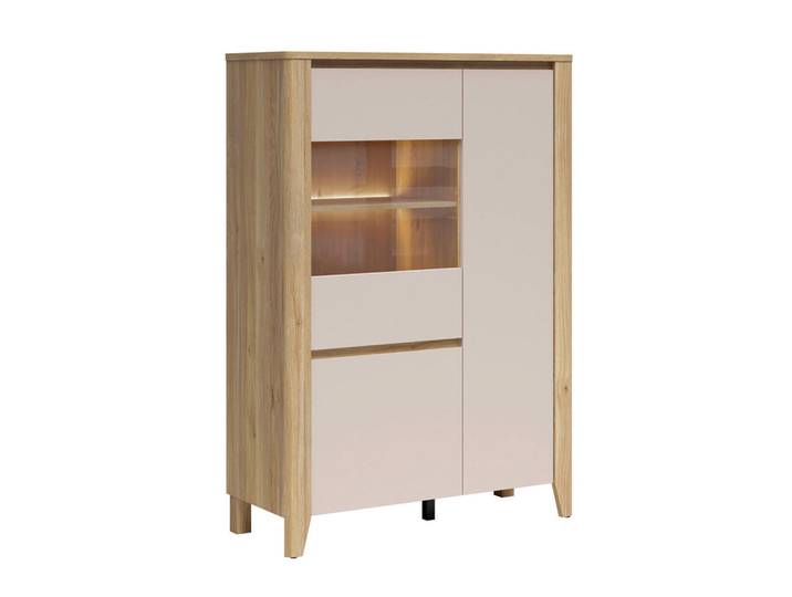 Petits-meubles Vitrine Samara Kaschmir, Holzwerkstoff, 107x152x42.5 cm, Esszimmer, Vitrinen, Vitrinenschränke