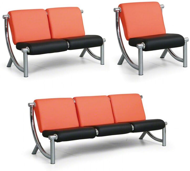 B2B Partner Sitzgarnitur JAZZY II, 3 Sitzflächen, orange/schwarz