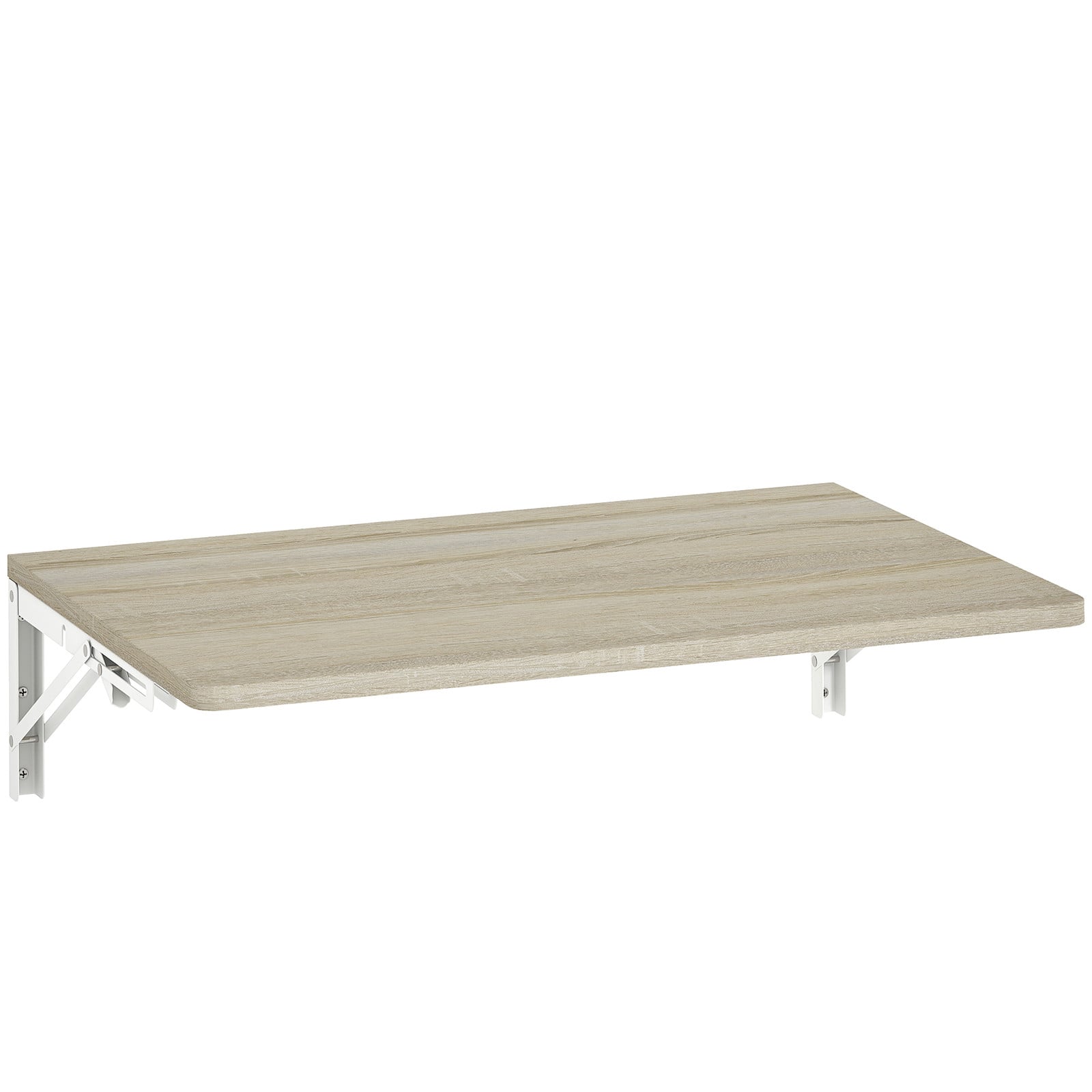 HOMCOM Wandklaptafel Eiken Wit, Ruimtebesparend Opklapbaar Bureau voor Homeoffice of Keuken, B: 60 cm, D: 40 cm