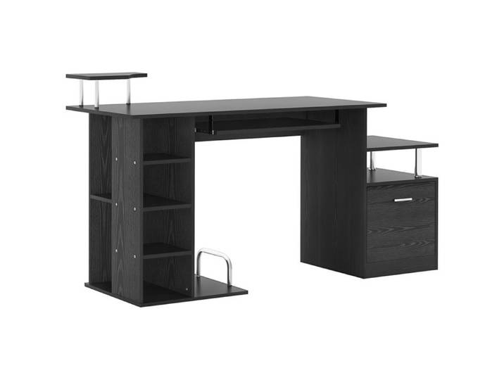 Bureau ordinateur 152x60x88 cm rangement multifonction