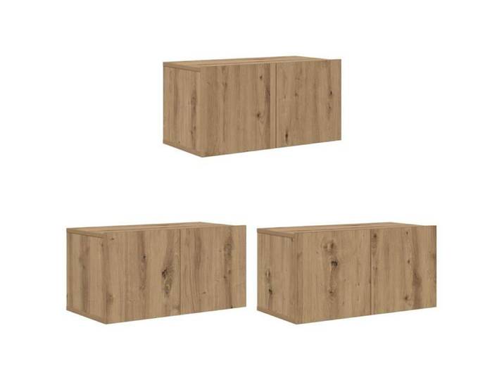 Meuble TV mural - - Marron - Bois d'ingénierie - 60x30x30 cm - Flottant - Étagères intégrées - 2 portes