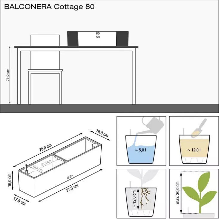 Lechuza Balkonkasten Balconera Cottage 80 sandbraun