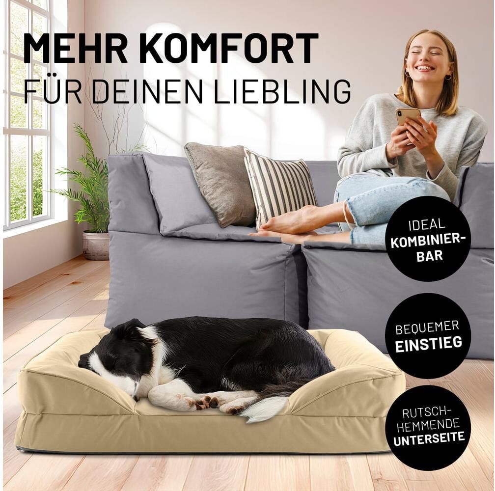 Hundebett LUMALAND "In-& Outdoor M", beige (natur), B/H/L: 65cm x 18cm x 90cm, Tierbetten, Hundebett natur B/H/L: 65cm x 18cm x 90cm