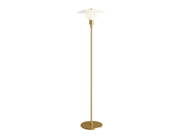 LOUIS POULSEN lampadaire PH 3 1/2 - 2 1/2 (Laiton métallique - Verre opalin et acier)