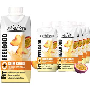 Layenberger Diät-Shake Slim Shake Fixfertig, Pfirisch-Maracuja, glutenfrei, 208 kcal pro Shake, je 330 ml, 8 Portionen