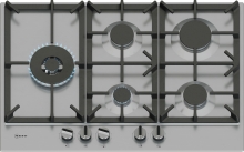 Neff T27CIS8N0 Gaskochfeld 75cm Edelstahl FlameSelect abnehmbare Schwertknebel