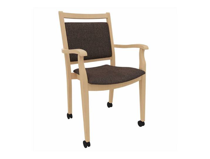 einrichtungsdesign24 Armlehnstuhl André mit Rollen – Ideal für Senioren im Alter und der Pflege, komfortabel, gepolstert, Massivholzgestell, Premium Rollen