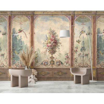 Fototapete LIVING WALLS "Walls by Patel 5 Fototapete Rundbogen im Vintage-Stil", bunt (rosa), B:3,4m H:0m L:2,7m, Vlies, Tapeten, Rundbogen im Vintage-Stil auf 200 g/m² Premium-Vlies