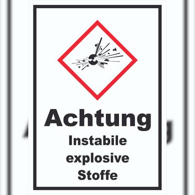 HB-Druck Schild Instabile explosive Stoffe Explosion hochkant A1 (594x841mm)
