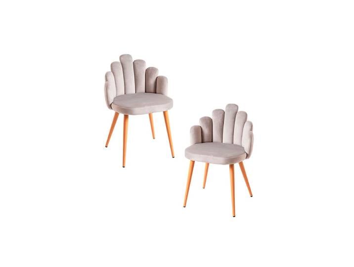 2er Set Hand Samt Stühle - Gris