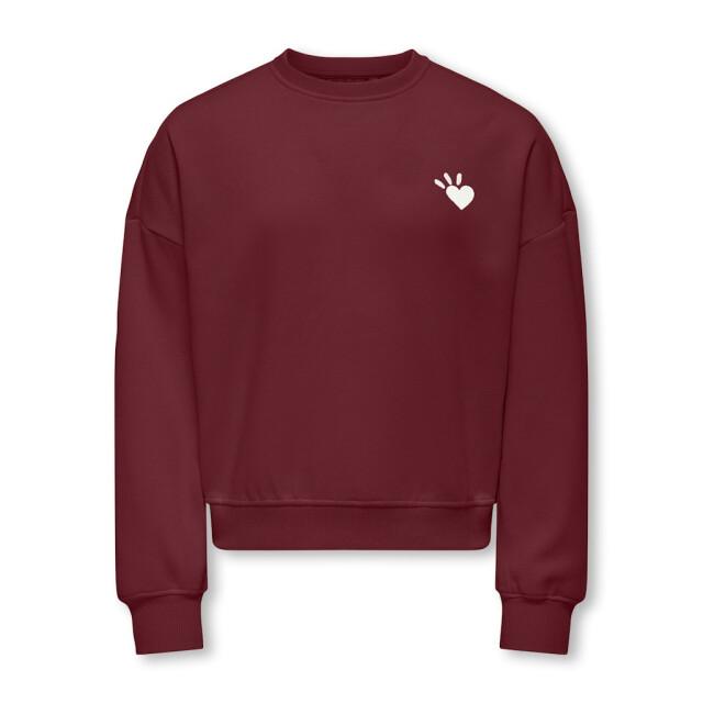 Only Kogtammie life ls print o-neck swt bordeaux