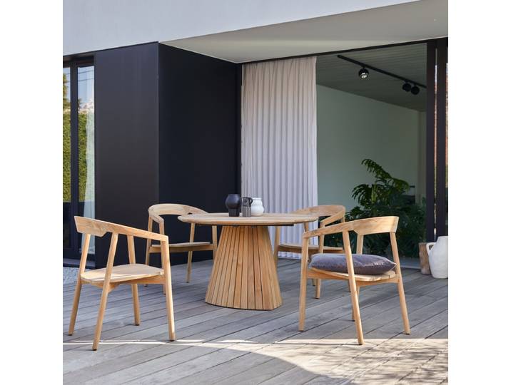 Runder Gartentisch aus massivem Teakholz 6 Pers. - Natur - Teak