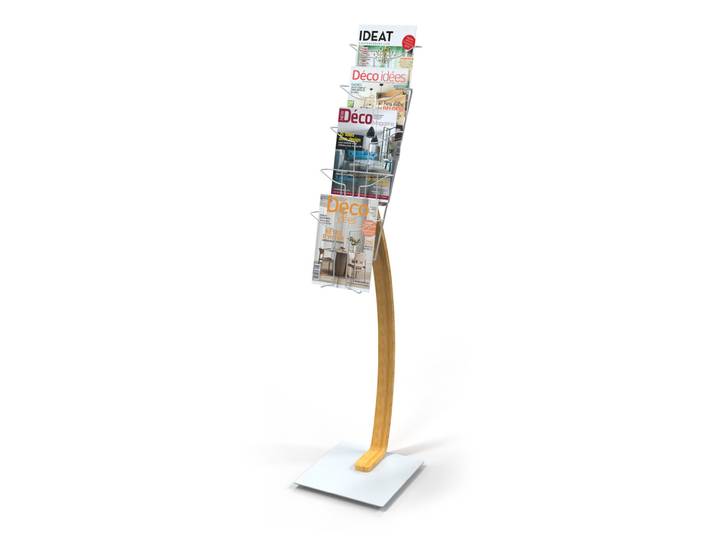 Alba Présentoir sur pied A4 Expo - 5 cases - Bois/Blanc