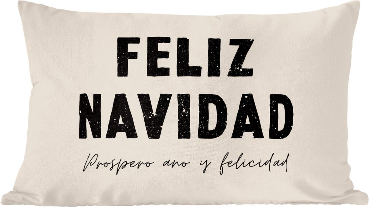 Sierkussen Kerstmis Feliz Navidad met Quotes - 50 x 30 cm