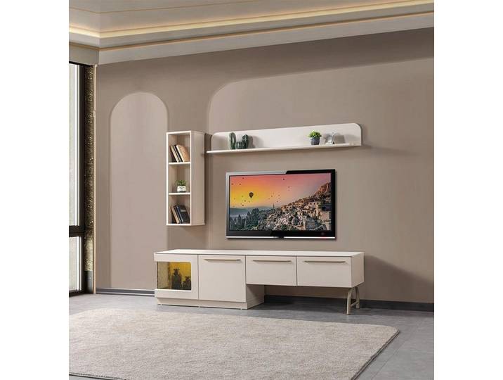 JVmoebel Wohnwand TV Lowboard modern weiß komfortabel praktisch Wohnzimmer neu, Made in Europa