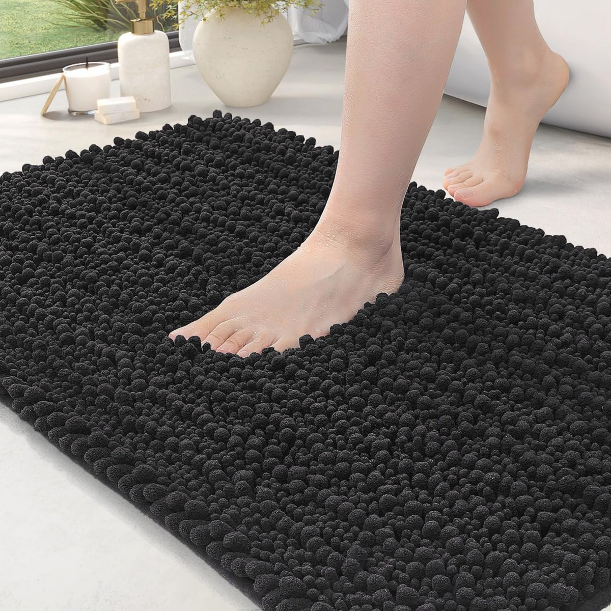 Chenille Badmat 60 x 110 cm - Antislip en Zachte Badmat voor de Badkamer