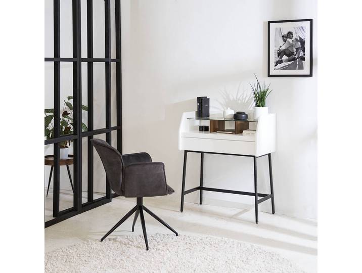 Secrétaire Noora 82 x 96 x 45cm Blanc/Blanc/Noir