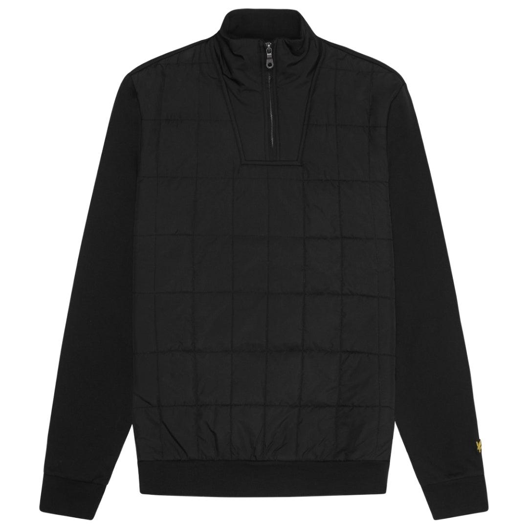 Lyle & Scott Hybrid Quilted Black Half-Zip-Sweatshirt