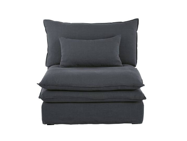 Chauffeuse pour canapé modulable en lin gris anthracite