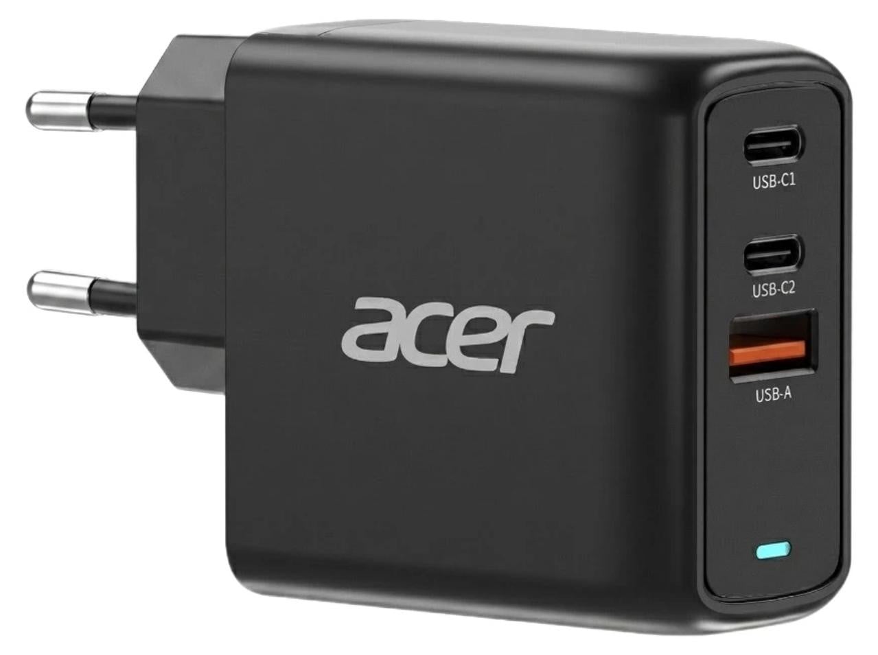 Acer 67W PD GaN Oplader met 2 x USB-C en 1 x USB-A poorten, Zwart