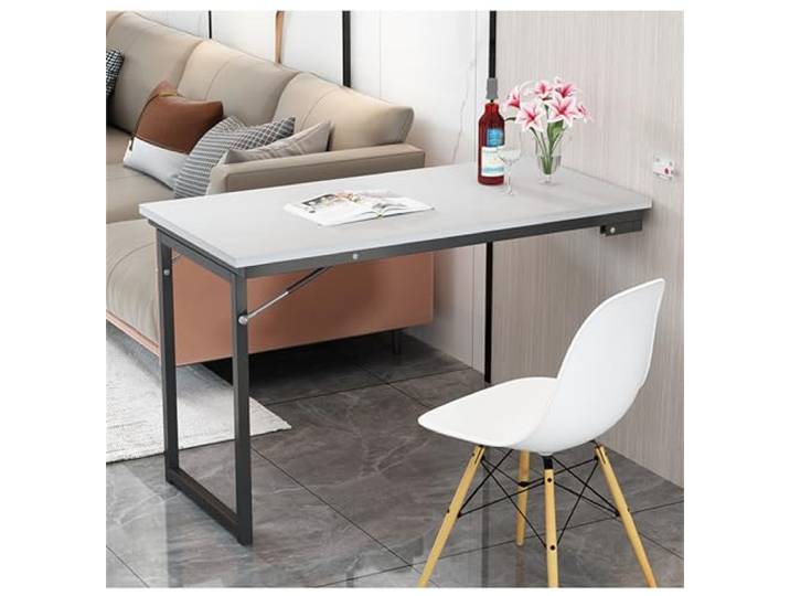 Pounjsd Wandtisch klappbar Drop-Leaf-Wandklapptisch, klapptisch wandhalterung, klappbarer Küchentisch für 2-4 Personen, 90×60×75cm, Klapptisch Wand Platzsparender, Küchenregal für Balkon