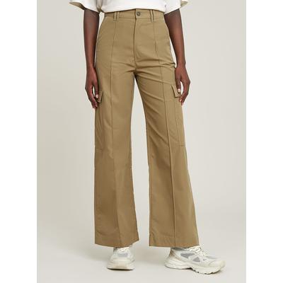 Cargohose G-STAR "High Waist Cargohose", Damen, Gr. 25, Länge 32, beige (ensis grün), Obermaterial: 57% Polyester, 43% Elastomultiester, Hosen Cargohose