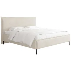 POLSTERBETT Pillow Rise mit Bettkasten, Lattenrost & hohen Metallfüßen in Beige Bouclé 140x200 cm