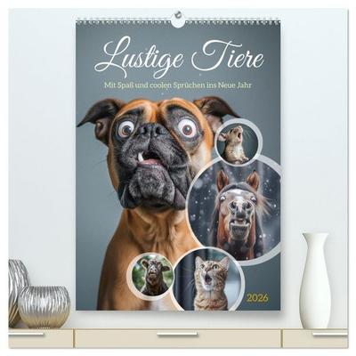 Lustige Tiere (hochwertiger Premium Wandkalender 2026 DIN A2 hoch), Kunstdruck in Hochglanz