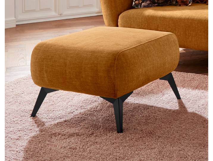 Polsterhocker HOME AFFAIRE Baggio, modern , gelb, B:63cm H:45cm T:63cm, Hocker, Polsterhocker, schwarze Metallfüsse