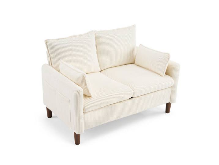 VINGLI Sofa klein 2-Sitzer, 125cm Couch aus Cord, stabiler Konstruktion, vielseitig für Wohnzimmer/Wohnung/Büro