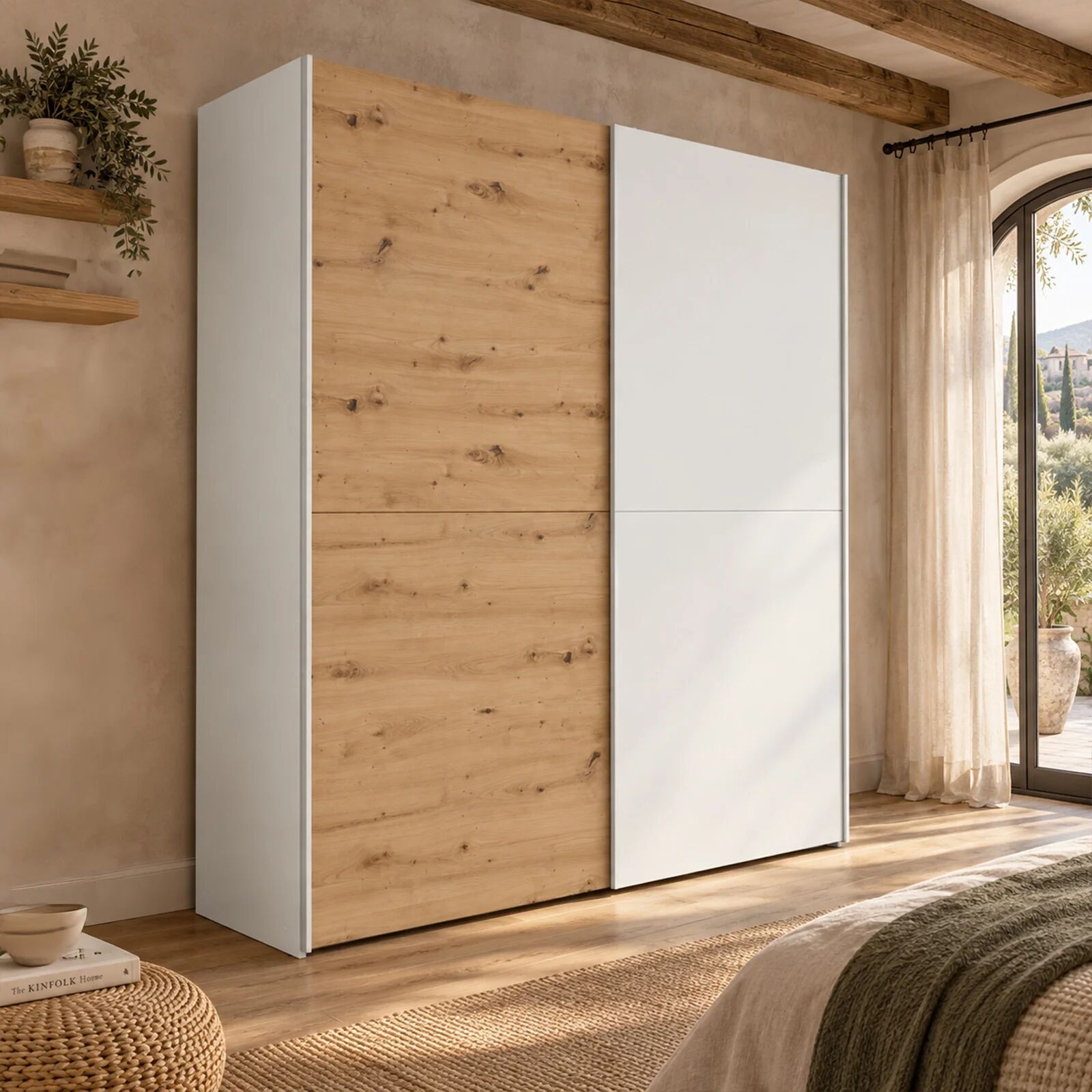 garneroarredamenti Armadio 170x191h cm 2 ante scorrevoli bianco rovere Sydney
