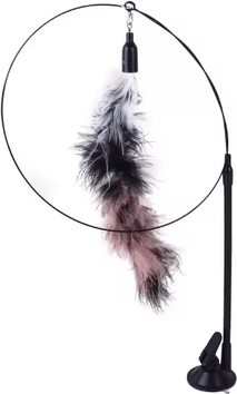 Inspire Picks Feather Fly Suction Cup Bird Teaser Wand Toy For Cats gray Tail