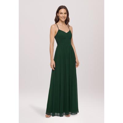 Abendkleid VERA MONT "Damen mit Plissee", Damen, Gr. 32, Normalgrößen, grün (schwarz moss), Obermaterial: 100% Polyester. Futter: 100% Polyester, festlich, ausgestellt lang, Kleider Abendkleid