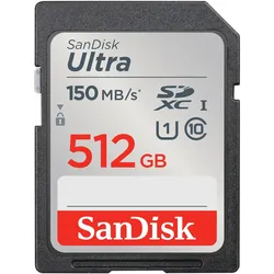 Sandisk Ultra (512 GB, SDXC, U1, UHS-I), Speicherkarte, Schwarz
