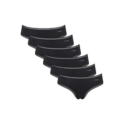 Slip SLOGGI "Slip GO Crush Hipster C6P 6er Pack", Damen, Gr. XL, schwarz, Obermaterial: 95% Baumwolle CO. 5% Elasthan EL., Unterhosen Slip