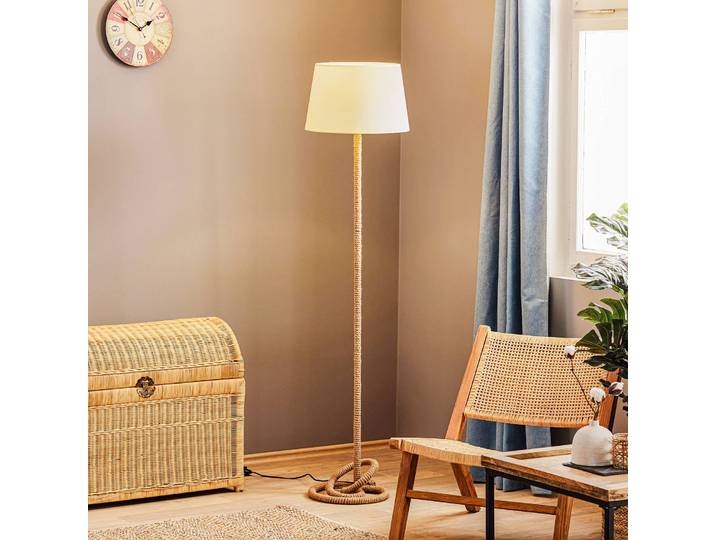 Stehlampe Corda ONLI, creme / amber, für Wohn- / Esszimmer, Textil / Stoff / Seide, Maritim