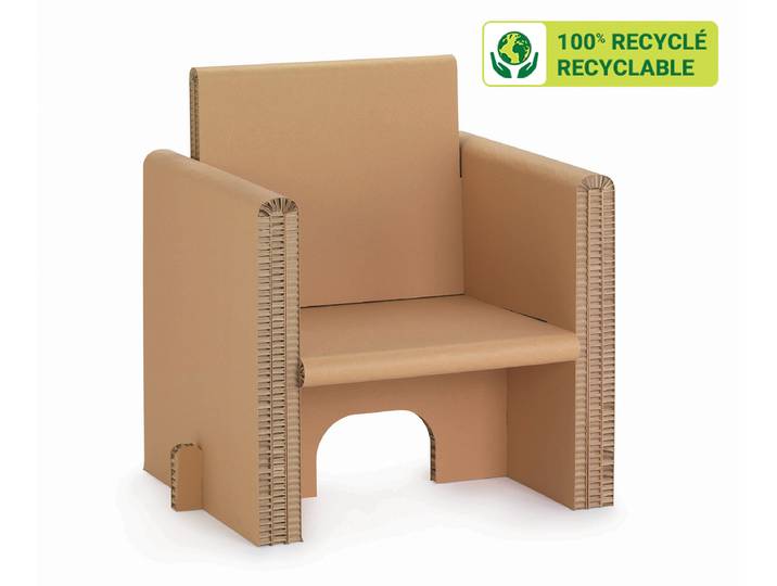 KRAFTDESIGN Fauteuil avec accoudoirs en carton alvéolaire - Kraft naturel