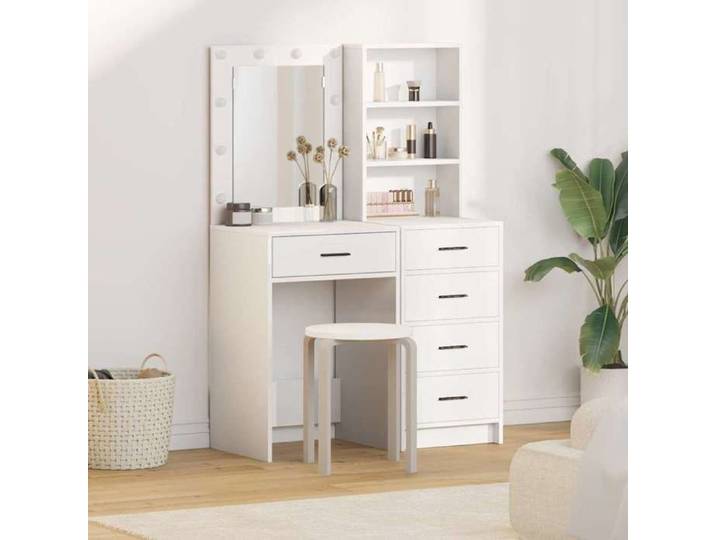 NEW 2026  Coiffeuse Pour femme avec Buffet lot de 2 Blanc 50x41x135 cm L4258